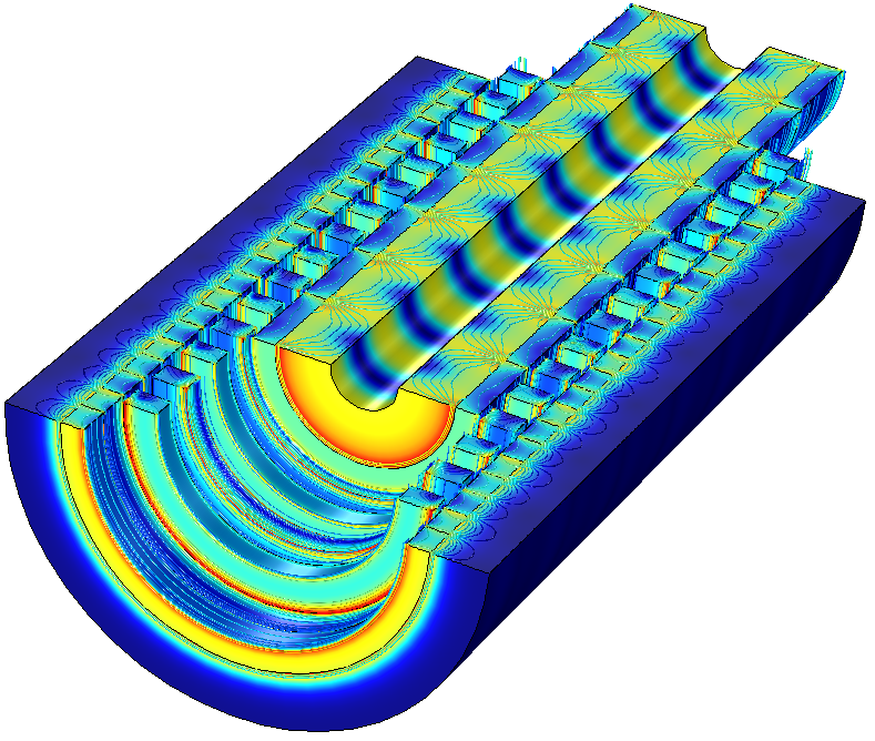 Magnetic flux density 用 COMSOL Multiphysics 模擬磁齒輪